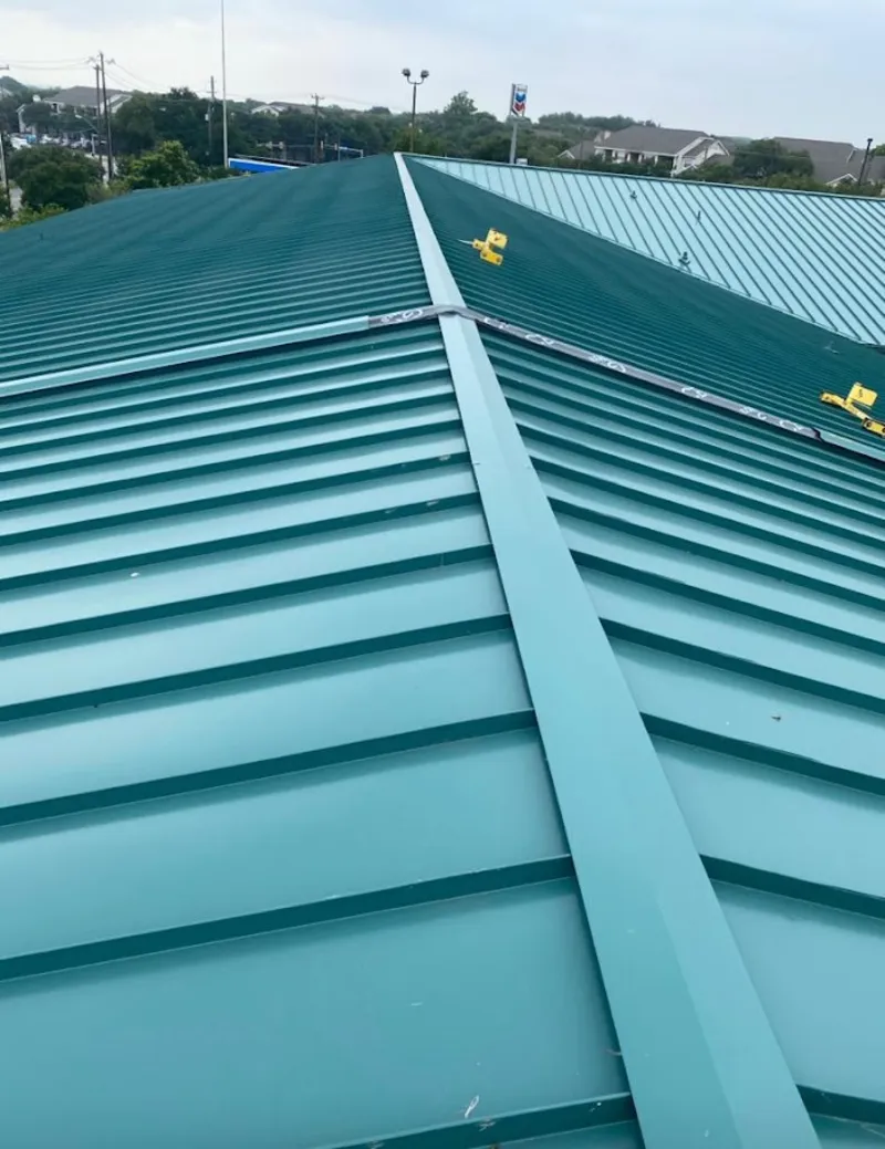 Green commercial metal roof ridge and valley for Metal Roof Repair in Draper